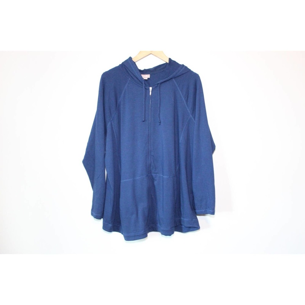 J. Jill Soft Full Zip Hooded Sweatshirt Navy Blue Women's Plus Size 2X H14386 - Picture 2 of 13